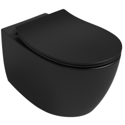 Унитаз подвесной ISVEA Sentimenti Neo, 363х510х400 мм, цвет: черный матовый, горизонтальный (в стену) выпуск, без сиденья, безободковый, антивсплеск, под скрытый бачок