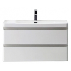 Тумба под раковину BelBagno Energia-N 90, 90х48х50 см, подвесная, 2 выкатных ящика, МДФ, цвет: белый глянцевый, шкафчик навесной, механизм доводчика, прямоугольная