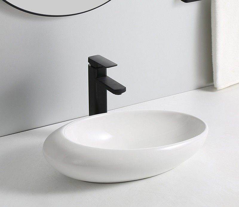 Раковина для ванной CeramaLux 78255 59х15,5х36 накладная, овальная, керамическая/фарфоровая, цвет белый, без отверстия под смеситель, без слива-перелива