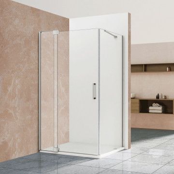 Душевое ограждение Vincea Extra  110/120х90х200 см, прозрачное стекло, профиль хром, левое/правое, прямоугольное/угловое, дверь распашная