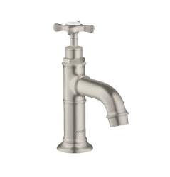 Смеситель для раковины Axor Montreux 50, для холодной воды, одновентильный, фиксированный излив, длина излива 10,4 см, керамический, латунь, цвет: под сталь, без сливного набора
