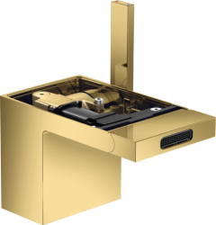 Смеситель для биде Axor MyEdition однорычажный, без панели, керамический, фиксированный излив, длина 12,1 см, латунь, цвет полированное золото, без шланга/лейки, со сливным гарнитуром