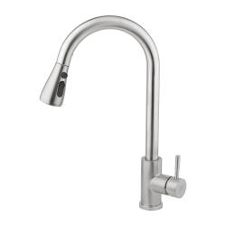 Смеситель для кухни/мойки AQUEDUC однорычажный, поворотный/выдвижной, керамический, длина излива 205 мм, высота 210 мм, нержавеющая сталь 345328