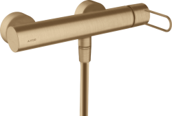 Смеситель для душа Axor Uno, однорычажный, с рукояткой-петлей, керамический, настенный, внешнего/наружнего монтажа, без излива, без шланга/лейки, латунь, цвет шлифованная бронза, на 2 отверстия, для душа/ванной