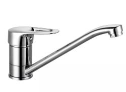 Смеситель для кухни/мойки VIEIR, однорычажный, поворотный, керамический, длина излива 235 мм, латунь, цвет хром