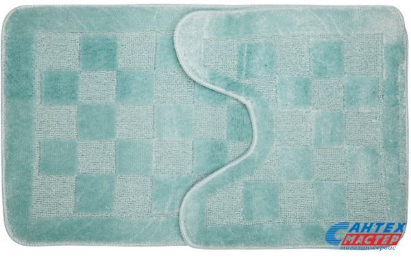 Набор 2 коврика для ванны АкваЛиния 45х75 полипропилен мятный шахматы Twist