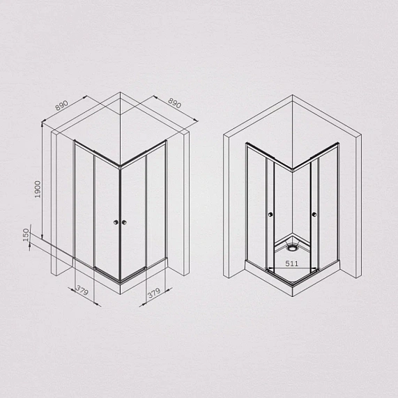 Душевое ограждение Am.Pm X-Joy 90x90 см без поддона, прозрачное закаленное стекло 6 мм, профиль серебристый, закаленное стекло/алюминий, квадратное