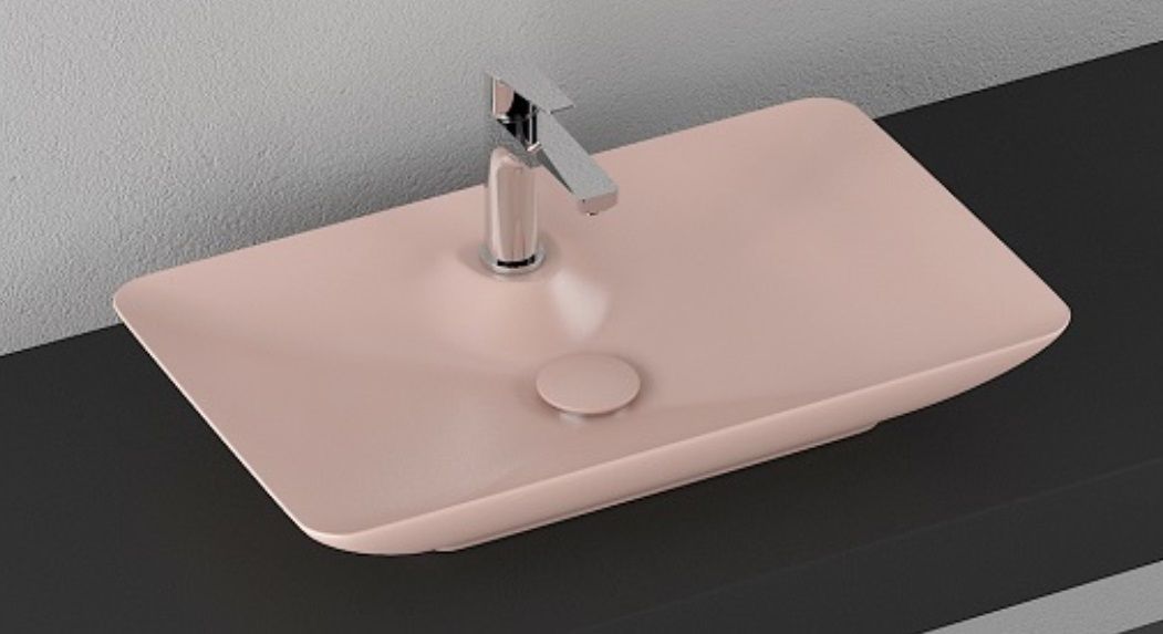 Раковина ISVEA SistemaY 10SY50065SV-2S 64,4х12,5х39,5 накладная, прямоугольная, керамическая/фарфоровая, цвет лососевый матовый, с отверстием под смеситель, без слива-перелива