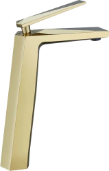 Смеситель для раковины/умывальника Boheme Venturo, однорычажный, неповоротный, керамический, высокий, длина излива 192 мм, латунь, цвет золото