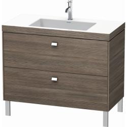 Тумба c раковиной Duravit Brioso, 100х48х70,1 см, напольная, 2 выдвижных ящика, ДСП, цвет: сосна терра/хром /Vero Air, мебельная, прямоугольная, цвет белый, фарфоровая, без отверстия под смеситель, без перелива