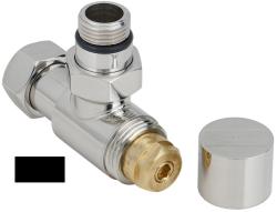 Вентиль Сунержа угловой под шестигранник G 1/2" НР х G 3/4" НГ, цвет глубокий черный