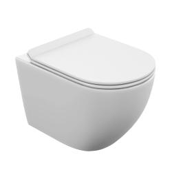 Унитаз подвесной Cersanit BRASKO Vortex DPL EO slim белый, горизонтальный (в стену) выпуск, подвесной, с крышкой (сиденье) дюропласт ультратонкое, с микролифтом, безободковый