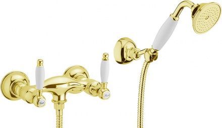 Смеситель для душа Webert Dorian двухвентильный, керамический, настенный, с аксессуарами. без излива, с лейкой, шлангом, латунь золото Смеситель для душа Webert Dorian двухвентильный, керамический, настенный, с аксессуарами. без излива, с лейкой, шлангом, латунь золото
