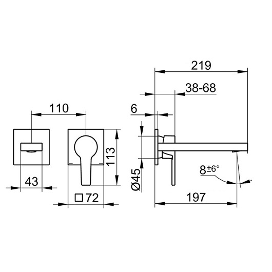 Смеситель для раковины/умывальника Keuco Edition 11 встраиваемый, однорычажный, неповоротный, фиксированный, излив длина 243 мм латунь, цвет хром