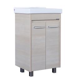 Тумба с раковиной Comforty Марио-50, 50х87х40 см, напольная, 2 распашные дверцы, ЛДСП/МДФ, прямоугольная, цвет- сосна лоредо/раковина Fest 50, прямоугольная, цвет белый, встраиваемая