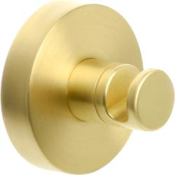 Крючок одинарный Fixsen Comfort Gold, настенный, форма округлая, стальной, для полотенец в ванную/туалет/душевую кабину, цвет золото матовое, врезной, одинарный