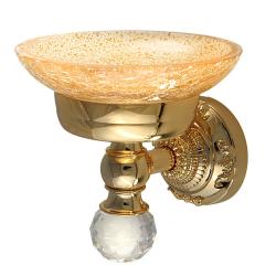 Мыльница Migliore Cristalia, настенная, керамика/стекло, форма округлая, для душа/мыла, в ванную/туалет/душевую кабину, цвет золото с кристаллом Swarovski