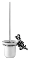 Ершик Art&Max Athena, настенный, цвет серебро, без крышки, латунь/стекло, дизайнерский, округлый для туалета/унитаза, щетка для унитаза