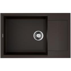 Мойка кухонная Omoikiri Sakaime 78-LB-DC, 50х78 см, врезная, из искусственного гранита (Tetogranit), прямоугольная, цвет темный шоколад, без отверстия под смеситель, с крылом, оборачиваемая, слив-перелив, врезная в столещницу, для кухни