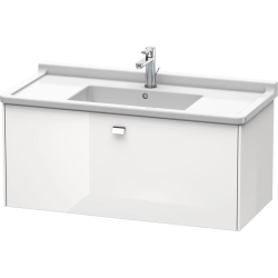 Тумба под раковину Duravit Brioso, 102х46,9х45,2 см, подвесная, 1 выдвижной ящик, ДСП, цвет: белый глянец/хром, шкафчик навесной, механизм доводчика, прямоугольная, правая/левая, в ванную комнату