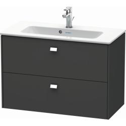 Тумба под раковину Duravit Brioso, 82х47,9х56,1 см, подвесная, 2 выдвижных ящика, ДСП, цвет: графит матовый/хром, шкафчик навесной, механизм доводчика, прямоугольная, правая/левая, в ванную комнату