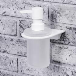 Дозатор жидкого мыла WasserKRAFT Kammel, настенный, металл/стекло, форма округлая, для мыла в ванную/туалет/душевую кабину, цвет белый матовый