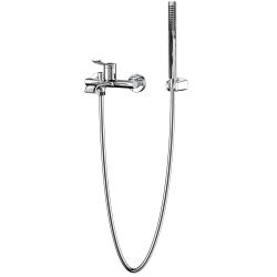 Смеситель для ванны/душа Azario ABILITY, однорычажный, настенный, неповоротный, латунь, длина излива 190 мм, керамический, цвет хром