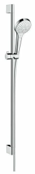 Душевой гарнитур Hansgrohe Croma Select S Multi EcoSmart Unica, высота 90 см, комплект: ручной душ/душевая штанга/шланг для душа/ползунок, пластиковый, цвет хром/белый, наружного монтажа, настенный, для душа/ванной