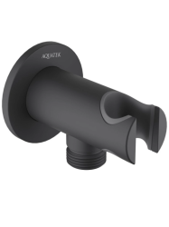 Шланговое подключение Aquatek AQ2460MB цвет матовый черный, с держателем душевой лейки, резьбовое соединение, настенное, для душа/ванной, латунь/пластик