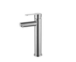 Смеситель для раковины/умывальника Accoona, однорычажный, неповоротный, керамический, высокий, длина излива 117 мм, нержавеющая сталь, цвет нержавеющая сталь