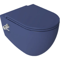Унитаз подвесной ISVEA Infinity, с функцией биде, 365х530х400 мм, цвет: синий матовый, горизонтальный (в стену) выпуск, без сиденья, безободковый, антивсплеск, под скрытый бачок