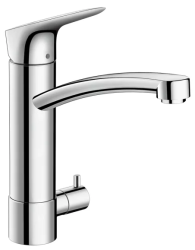 Смеситель для кухни/мойки Hansgrohe Logis M31, 220 1jet, с запорным вентилем для посудомоечной машины, однорычажный, керамический, с поворотным изливом, длина 21,7 см, латунь, цвет хром