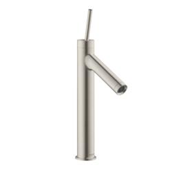 Смеситель для раковины Axor Starck 170, однорычажный, с тонкой рукояткой, фиксированный излив, длина излива 11,2 см, керамический, латунь, цвет под сталь, с незапираемым сливным набором