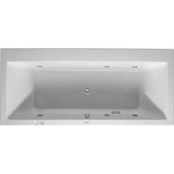 Ванна Duravit Happy D.2 180х80 см гидромассажная, пристенная, акриловая, цвет: белый, с рамой/сливом-переливом/фронтальной панелью, прямоугольная, с системой гидромассажа Jet-System, с двумя наклонами для спины