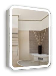 Зеркальный шкаф Silver Мirrors Фиджи, 50,8х75,6 см, навесной, цвет белый, зеркало с подсветкой LED/ЛЭД, со сменой цвета, сенсорный выключатель, часы, с 1 распашной дверцой/одностворчатый