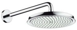 Верхний душ Hansgrohe Raindance Classic 1jet с держателем, настенный монтаж, круглый, с 1 режимом, размер 27 см, латунный, цвет хром, для душа/ванной