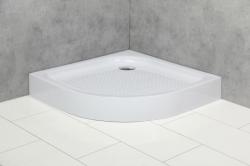 Душевой поддон BelBagno Tray, 80х80х15 см, четверть круга/угловой, акриловый, низкий, белый, с бортиком, с антискользящим покрытием, литой, литьевой, для душа