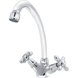 Смеситель для кухни/мойки Варион Н.П. Ретро, двухвентильный, поворотный, кран-буксы, длина излива 190 мм, латунь, цвет хром