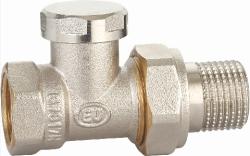 Клапан настроечный Kromwell 1/2" вн/нр. прямой, (вентиль) с полусгоном, запорный, для радиатора отопления, латунный, никелированный