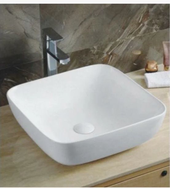 Раковина для ванной CeramaLux 9439 45.5х14,5х45.5 накладная, квадратная, керамическая/фарфоровая, цвет белый, без отверстия под смеситель, без слива-перелива