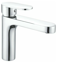 Смеситель для умывальника SHEVANIK однорычажный, округлый, хромированный, неповоротный, длина излива 135 мм, латунь, цвет хром