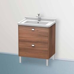 Тумба под раковину Duravit Brioso, 67х46,9х69,3 см, напольная, цвет: орех матовый/хром, 2 выдвижных ящика, ДСП, прямоугольная, левая/правая, в ванную комнату