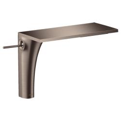 Смеситель для раковины Axor Massaud 220, однорычажный, фиксированный прямоугольный излив, длина излива 20 см, керамический, латунь, цвет шлифованный никель, с незапираемым сливным набором