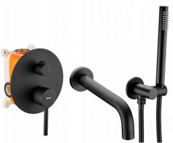 Душевая система встраиваемая REA LUNGO, цвет черный матовый, комплект: смеситель/излив/лейка/шланг, скрытого монтажа
