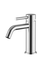 Смеситель для раковины/умывальника Knotlor Eclipse, однорычажный, неповоротный, керамический, длина излива 124 мм, нержавеющая сталь, цвет сталь матовая