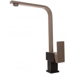 Смеситель для кухни Florentina Сильвер, однорычажный, квадратный, поворотный, керамический, с высоким плоским Г-образным изливом, высота излива 30,9 см, латунь, цвет антрацит