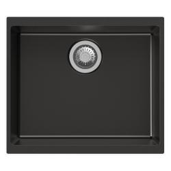 Мойка TopZero серия TopGran, 460х530 см, подстольная, из гранита, прямоугольная, цвет Deep black, отверстие под смеситель, слив-перелив, для кухни