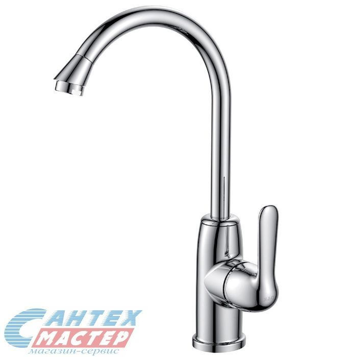 Смеситель для кухни/мойки D&K Ambrosius Rhein однорычажный, керамический, с высоким изливом, длина 161 мм, поворотный, латунь, цвет хром, ёлочка,  кухонный, хромированный, вертикальный, кран, комплект, сантехника, водопроводные, размер