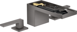 Смеситель для раковины/умывальника Axor MyEdition 70 на 3 отверстия, без панели, двухвентильный, фиксированный излив, длина излива 15,1 см, керамический, латунь, цвет шлифованный черный хром, со сливным клапаном Push-Open
