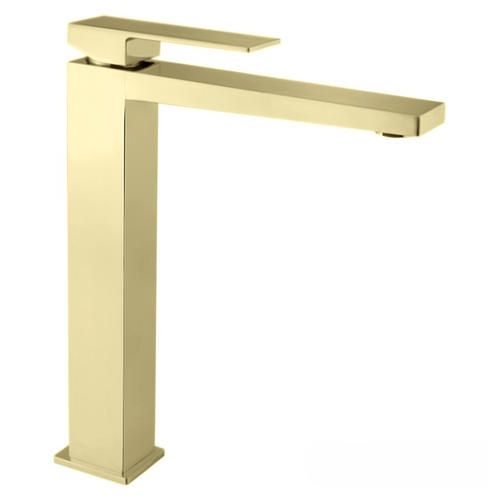 Смеситель для раковины Webert Pegaso однорычажный, высокий, неповоротный, длина 175 мм, латунь, цвет золотой матовый